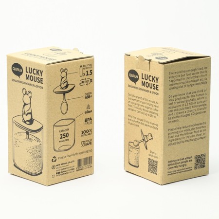 Bank for bulk products Qualy Lucky Mouse Seasoning, with a spoon, 250 ml-6