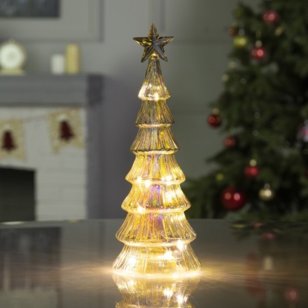 LED figure "Transparent Christmas tree" 10 × 26 × 10 cm, glass, batteries AAAX3 (not in the kit), glow warm white