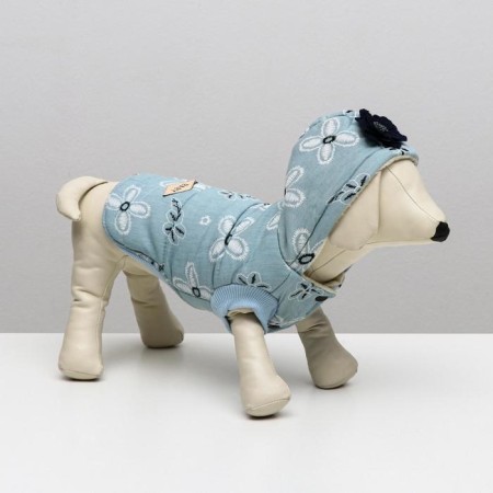 Jacket for dogs with flowers, s (DS 20 cm, ok 23 cm, og 32 cm), blue-1
