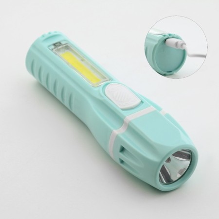 Manual battery lamp 1 W, side 3 W, COB, 800 mAh, 2 modes, 13.5 x 4 cm