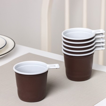 Coffee plastic disposable cups did not forget! “Process”, 200 ml, in a set of 6 pcs, brown color with white, black-5