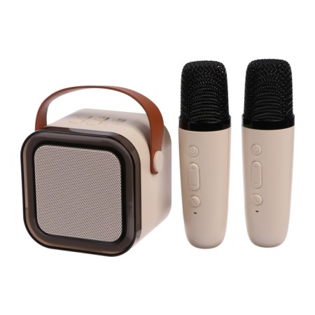 Mini Karaoke system K12, 5 W, 2 microphone, 800/400 mach, Jack 3.5, Type-s, USB, RGB, beige-5