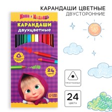 Color pencils, 24 colors, trihedral, Masha and bear
