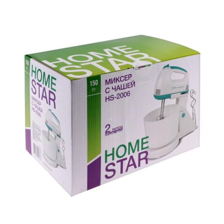 Mixer Homestar HS-2006, stationary, 150 watts, 2 l, 7 speeds, white and turquoise-7