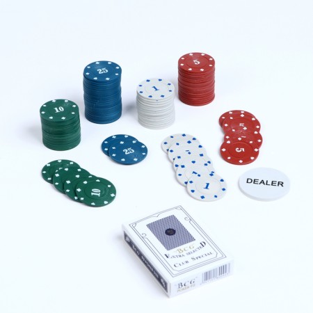 Poker, set for the game (maps 2 decks, chips with nomin. 100 pcs, cloth 40 x 60 cm)-2
