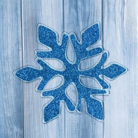 Glass sticker "Blue Snowflake" shine 10x12 cm, blue