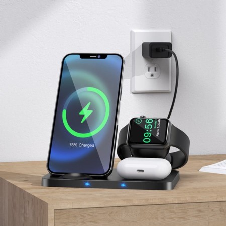 Wireless charger Hoco CW33 3-B-1, 15 W, Type-C, 2 A, black-5