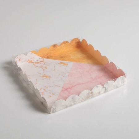 Cookie box, confectionery packaging with PVC lid, “for you!”, 21 x 21 x 3 cm-1