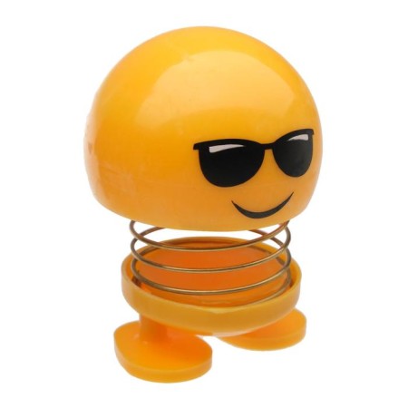 Smile on the spring, on the panel in the car, with glasses, yellow-1