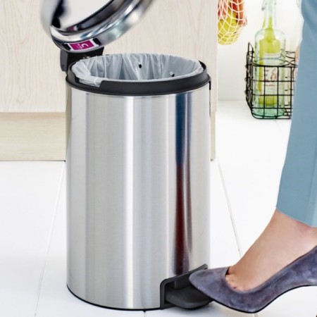 Brabantia Newcon bucket, plastic inner bucket, with a pedal, steel color, 12 l-4