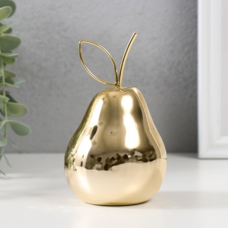 Souvenir ceramics, metal "Golden pear with a branch" 7x7x12.5 cm
