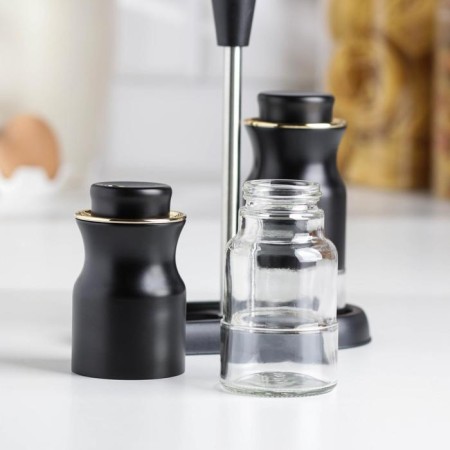 Set for glass spices on the Estel stand, 120 ml, 15 × 8 × 17.5 cm, 2 pcs, black color-1
