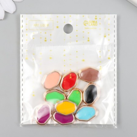 Busina for creativity plastic "Oval with faces in the rim" gold mix 0.7x1.4x1.9 cm-2