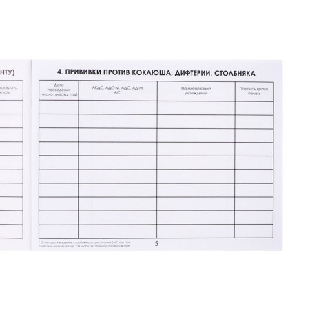 Certificate of preventive vaccinations A6, 12 sheets, form 156/U-93-7