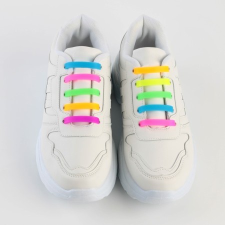 Silicone laces, set 6 pcs, color rainbow-4