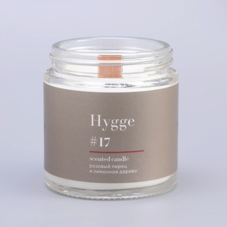 Aromatic candle "Hygge" #17 Pink pepper and lemon tree, soy wax, in a jar, 90 g-10