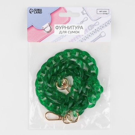 A chain for a bag, plastic, with carbines, 23 × 17 mm, 68 cm, malachite color/gold color-5