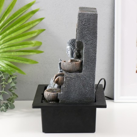 The desktop fountain from the network, backlight "Buddha with lotus. Yin-yang" 25x20x32 cm-3
