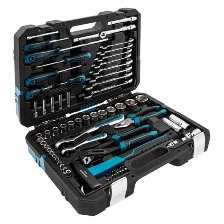 Tool set GROSS 14156, 76 items, 120 teeth, CRV 1/4 ", 1/2"-1