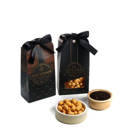 Gift set "Wooden: Male": tea, peanuts in chocolate glaze-2