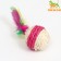 Sizaley ball with feathers "Lollipop", 5 cm, white/pink