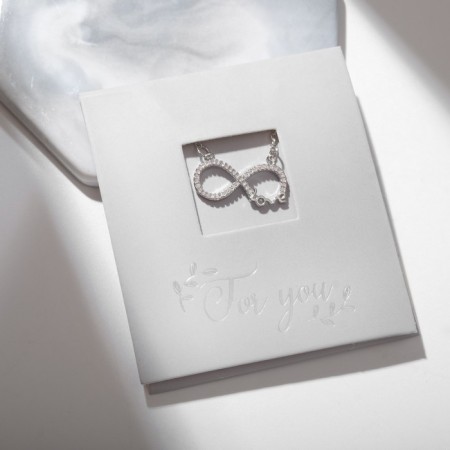 Pendant “Give Happiness” Zircon, Infinity, white in silver, 45 cm-1