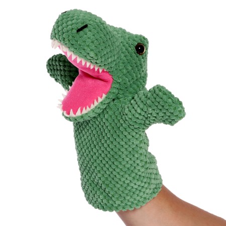 Soft toy on the hand "dinosaur", 26 cm, green color-1
