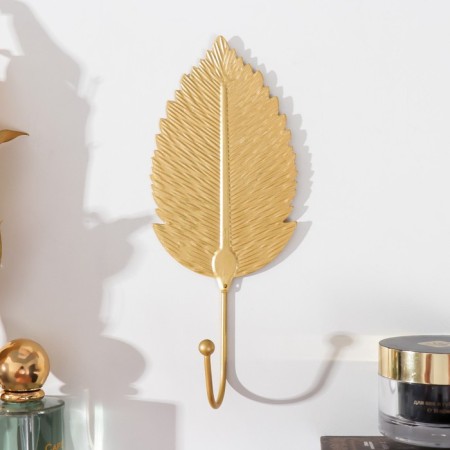 Decorative hook "Sheet of mulberry" gold 19x8 cm-2