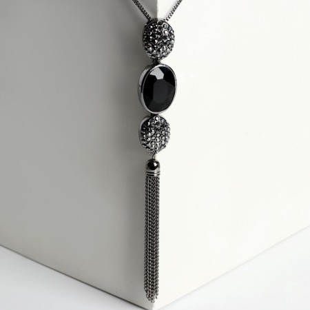 The pendant "Sophistication" ovals with a chain, black-gray color in gray metal, 65 cm