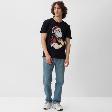 Men's T -shirt KAFTAN SANTA, Black, p. XL-1