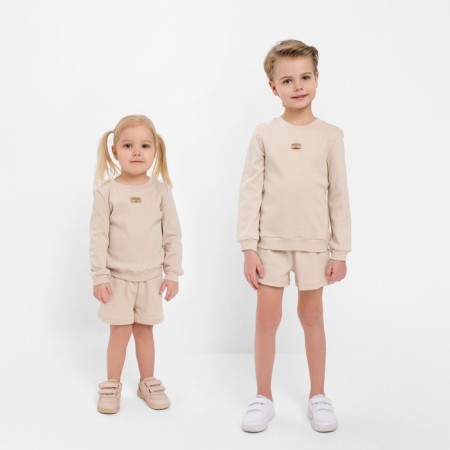 Kidsa (sweatshirt, shorts) minku, beige color, height 110 cm