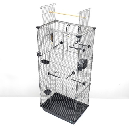 Birds Cage "Piggers" No. 105, collapsible, 3 sections, 58 x 40 x 126cm, gray-2