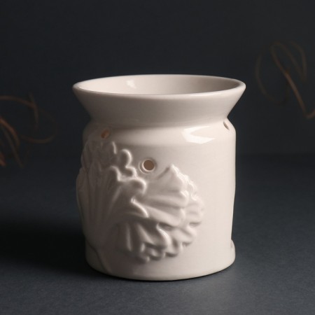 Aroma lamp ceramics "foliage" white 9x9x9.4 cm-2