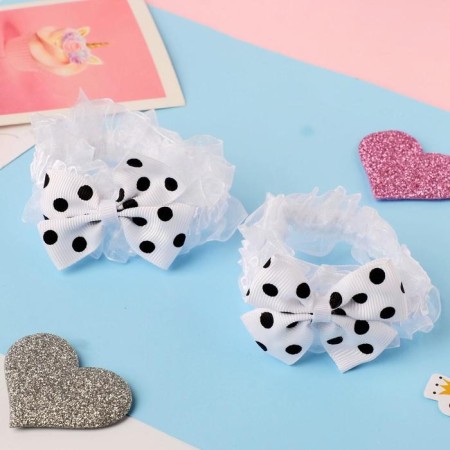 Hair elastic band "Ryushi" (set 2 pcs) peas, black and white-1