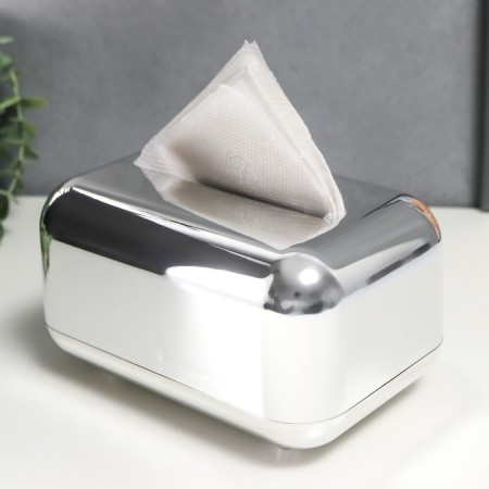 Casket Plastic for napkins "Smooth angles. Silver" 10x12x18 cm-3