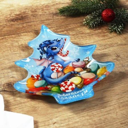 A plate in the form of a Christmas tree "New Year's sweets", 16.5x19.5 cm-3