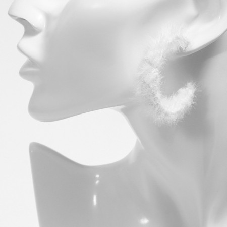 New Year! Roaling earrings "New Year" fluffy, white color in gold-2