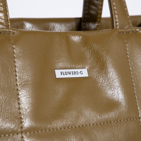 Luggage bag, external pocket, long belt, green-brown color-3