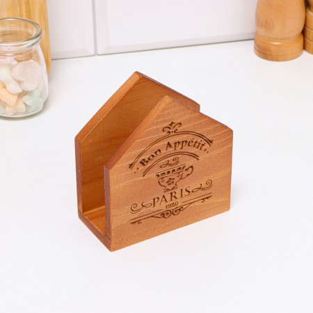 Bon Appetit napkin, 10 x 5 x 10.5cm, wood, oak,-5