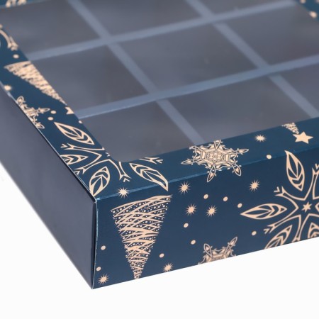 New Year. Box for 9 sweets "Festive magic", 13.7 x 13.7 x 3.5 cm, confectionery packaging-8