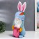 Interior doll "Dwarf in a hat with bunny ears, with a bag" Blue 40x14 cm