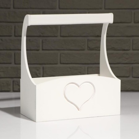 Wooden Kashpo "Symmetric Heart", with a pen, white, 25 × 12.5 × 10 (28) cm-2