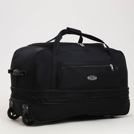 Road bag on wheels, a lightning department, with an increase, an outer pocket, a long belt, black color is black-2