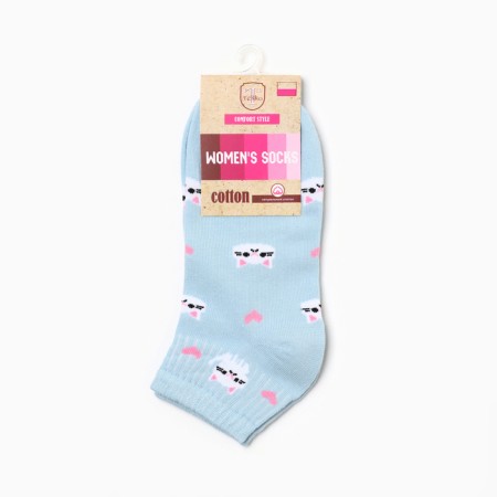 Women's socks "cat", blue color, rr 23-25-2