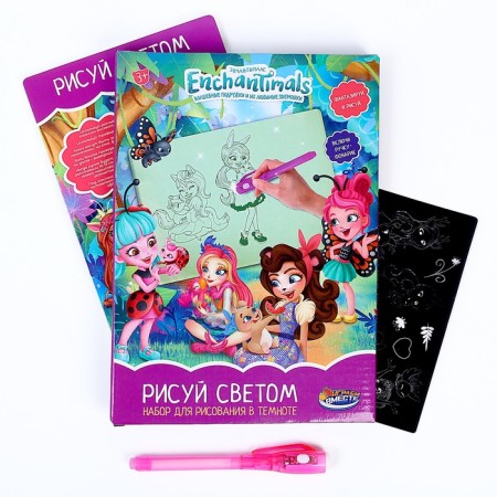 We draw a drawing board "Enchantimals" with light, A5 format