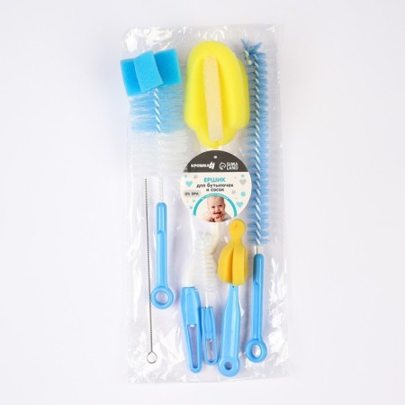 A set of brushes for caring for children's bottles, 6 items, color mix-4
