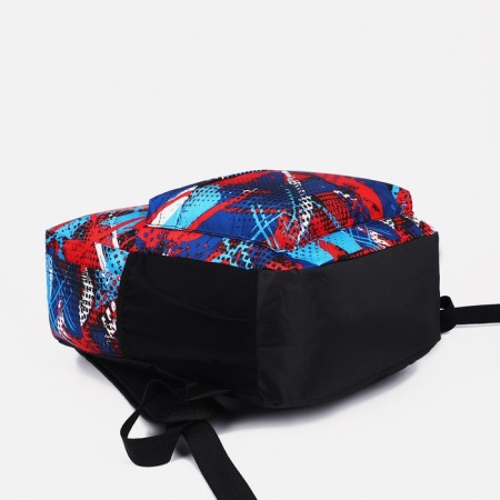 School backpack from lightning textiles, external pocket, blue/red color-4