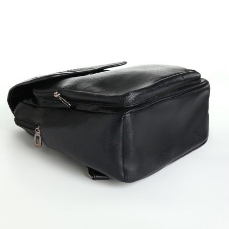 Women's backpack made of artificial leather with lightning, 2 pockets, black color-4