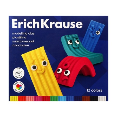 Plasticine 12 colors, 180 g, Erichkrause "Color Friends", with a stack, in cardboard packaging-1