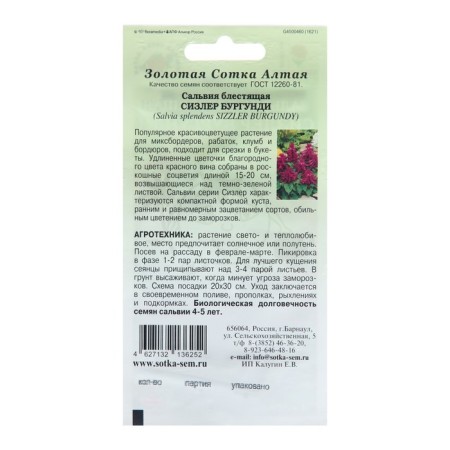 Salvia flowers "Sisler Burgundy", 10 pcs-1